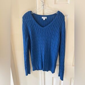 St. John’s Bay Cable Knit V-Neck Sweater in Royal Blue Women’s Large